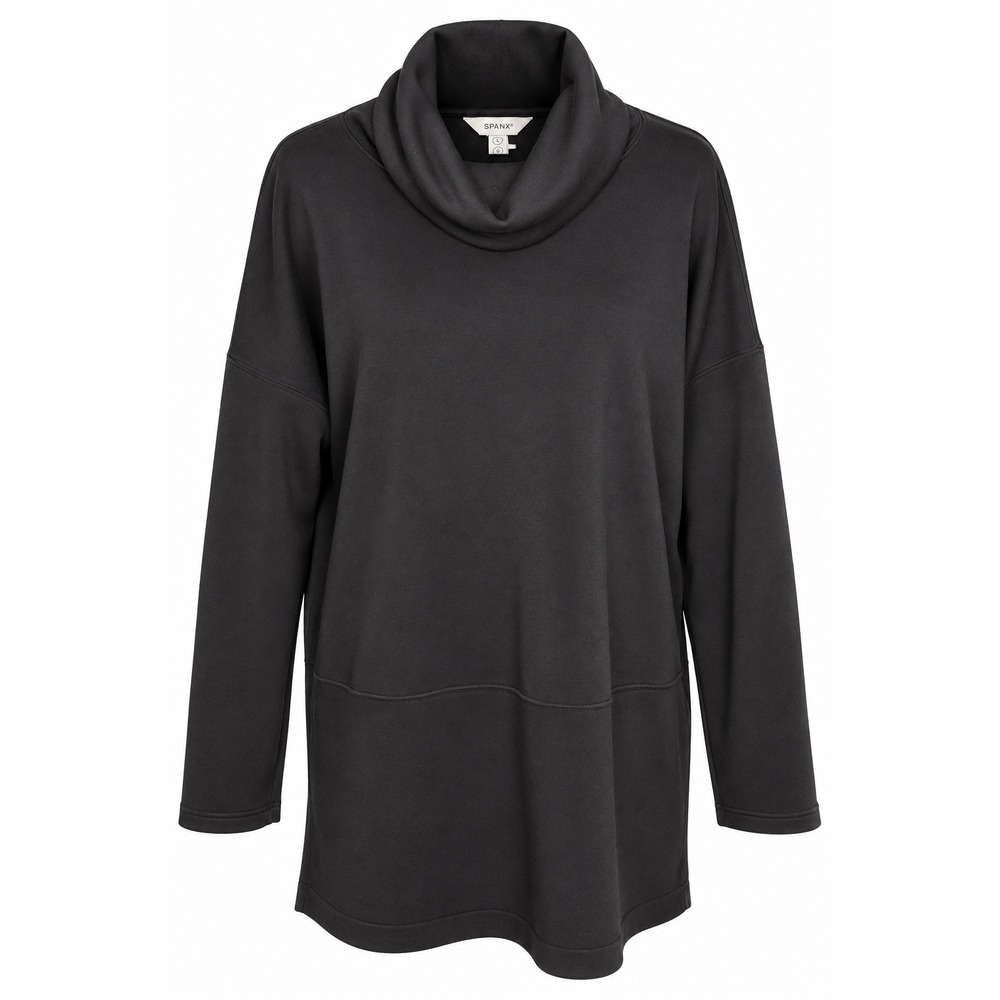 SPANX AirEssentials Tunic L Black Lagenlook Travel Quiet Luxury Athleisure Cowl